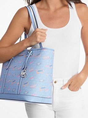 Michael Kors Blue Signature Tote Bag Diner Collection